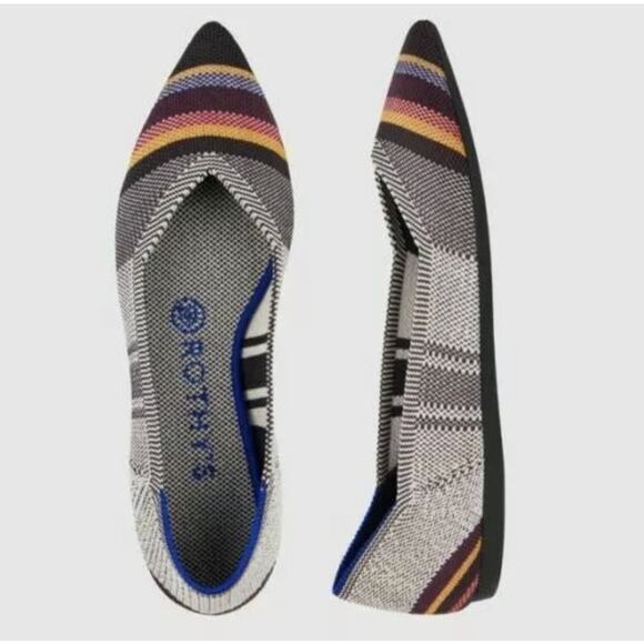 ROTHY'S The Point Flats Inverse Stripe Sz 7 - Picture 1 of 8